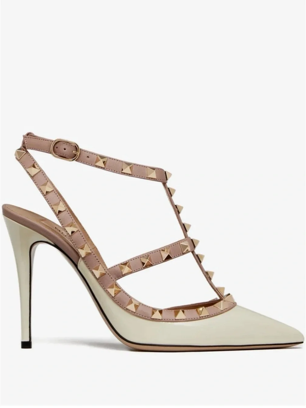 Valentino Garavani Rockstud Caged Pumps – Ivory/Poudre – Size 38 👠✨